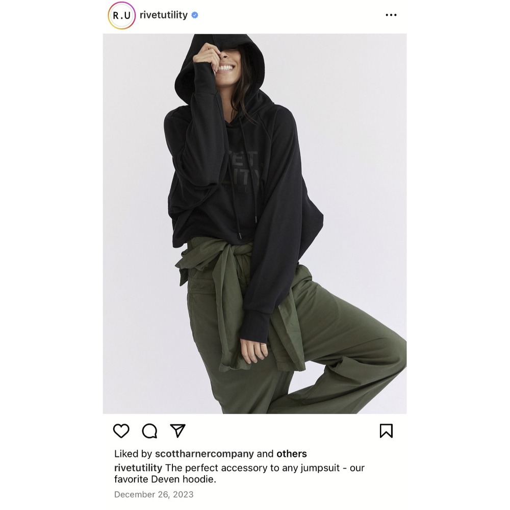Rivet Utility Deven Cropped Hoodie Black Crop Sweatshirt Small Oversized Logo - Picture 6 of 8